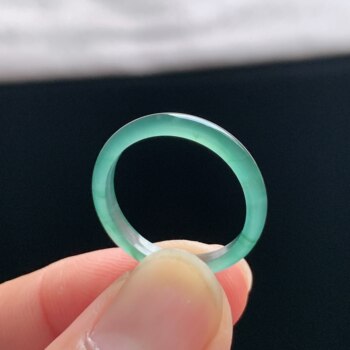 Natural a-grade ice clear water green jadeite ring