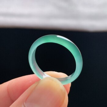 Natural a-grade ice sky blue jade ring