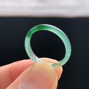 Natural a-grade ice jade floating flower plain ring