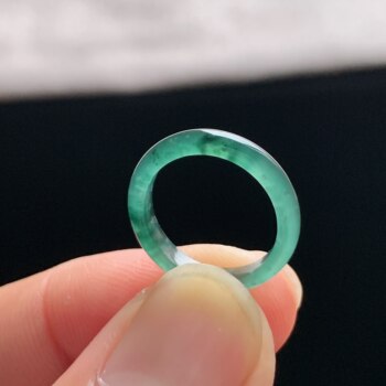Natural a-grade ice jade floating flower plain ring