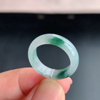 Myanmar natural a-grade ice waxy floating blue flower jade ring