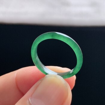 Natural a-grade ice lake green jadeite ring