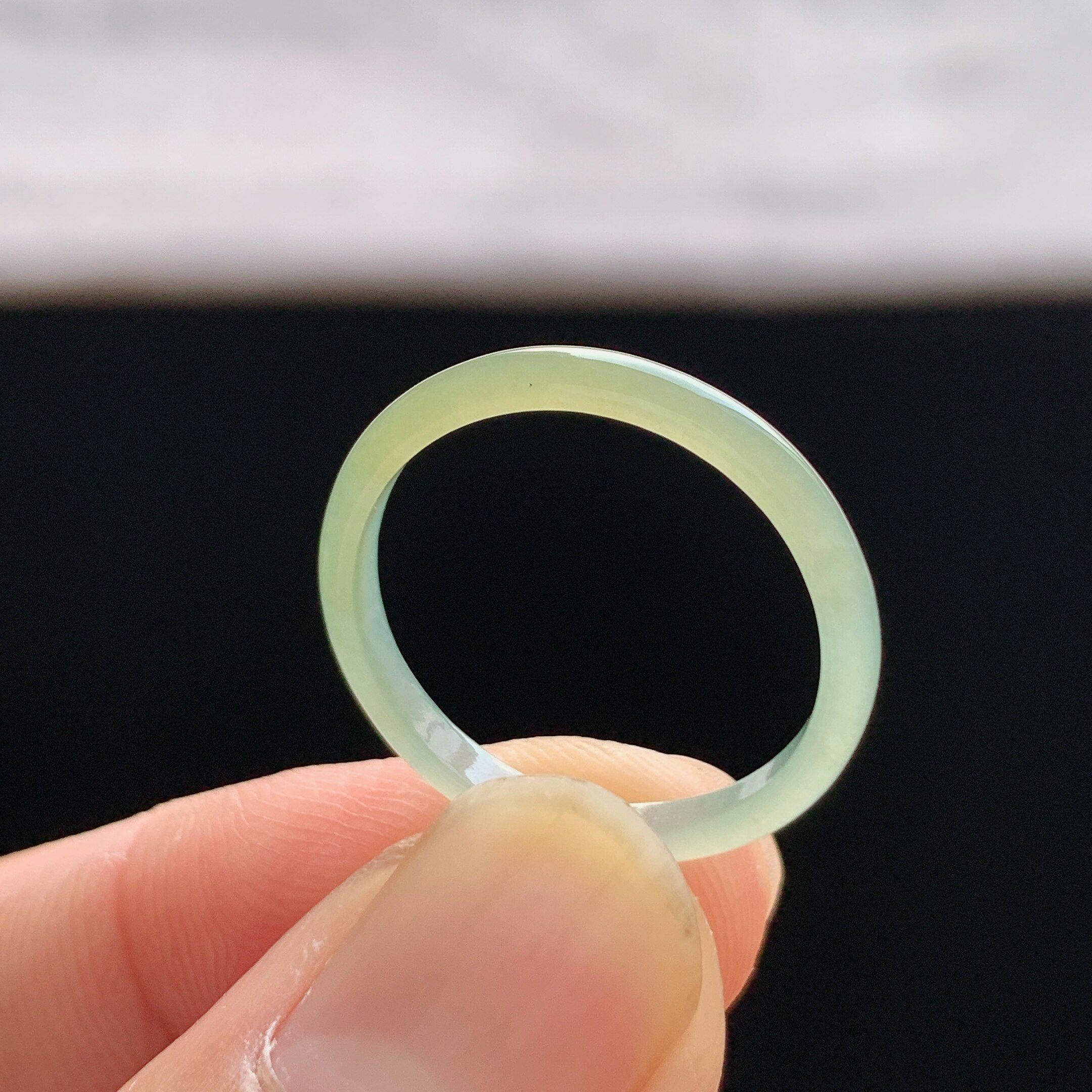 Natural A-grade ice yellow jade ring