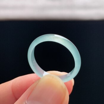 Natural a-grade ice jade white moonlight ring