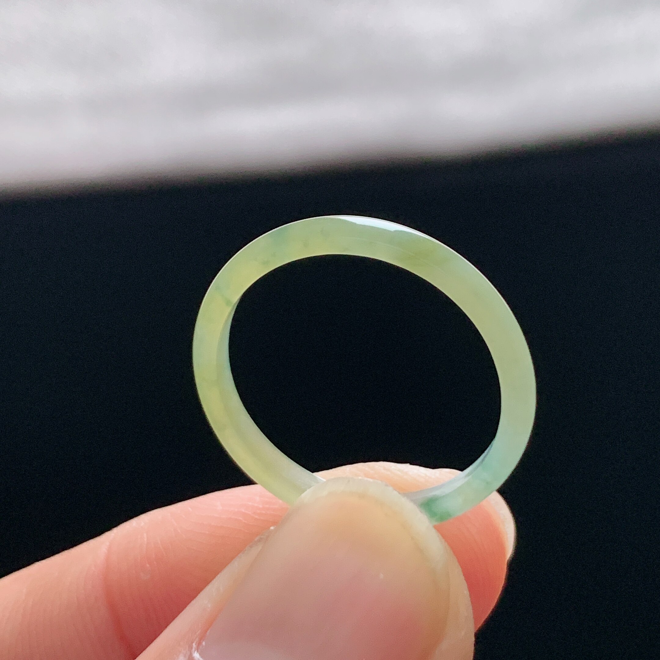 Natural A-grade ice yellow jade ring