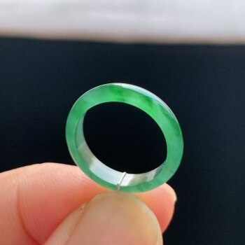 Natural a-grade ice-green jade ring