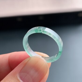 Natural grade a jadeite ice seed floating flower square ring