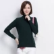 Áo len cashmere Hengyuanxiang nữ mùa đông nữ tinh khiết áo len cashmere cổ cao màu rắn áo thun hai ve áo len đáy - Áo len