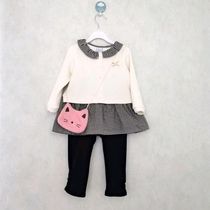 abs pure original d Korean childrens clothing 100-130 yards plus velvet winter girls top skirt leggings three-piece suit