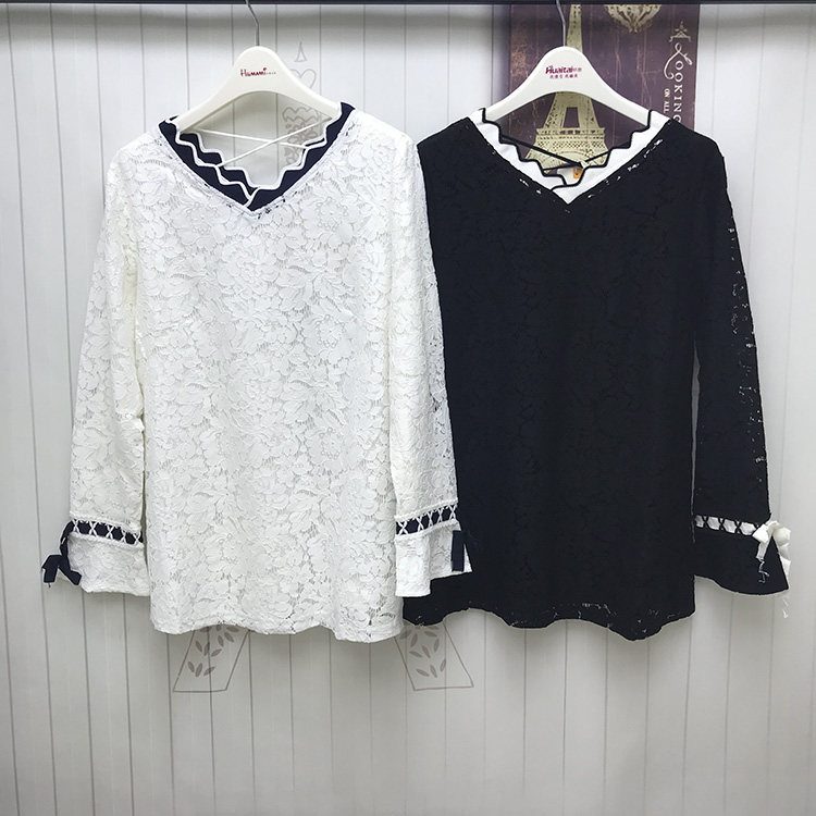 Huaitai maternity wear lace top spring and autumn new trendy mother mid-length version of pregnancy temperament wild top 83207