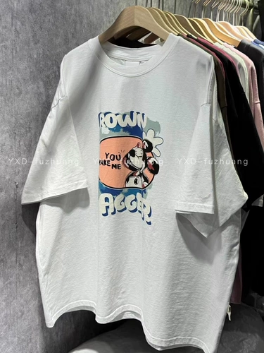 Мультяшная хлопковая футболка с коротким рукавом для влюбленных, в американском стиле