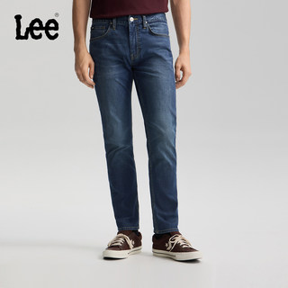 【张凌赫代言】Lee26春夏新轻薄723修身直筒牛仔裤中深蓝男潮流