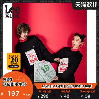 Lee XLINE 21 new men and women same black round neck pullover long sleeve casual top L438034XHK11