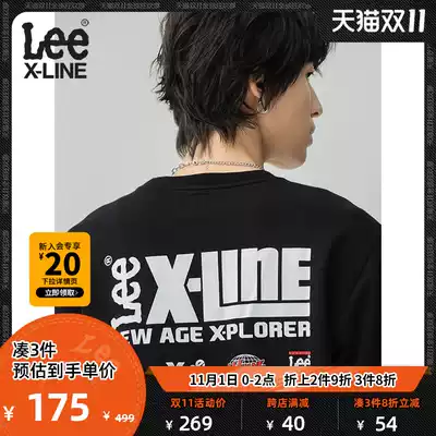 Lee XLINE 21 new Standard version black round neck Logo long sleeve thick cotton T men's L438074XHK11