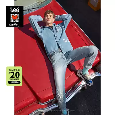 (Keith Haring co-name) Lee 21 new 705 middle waist blue jeans men's LMR7055DGBQZ