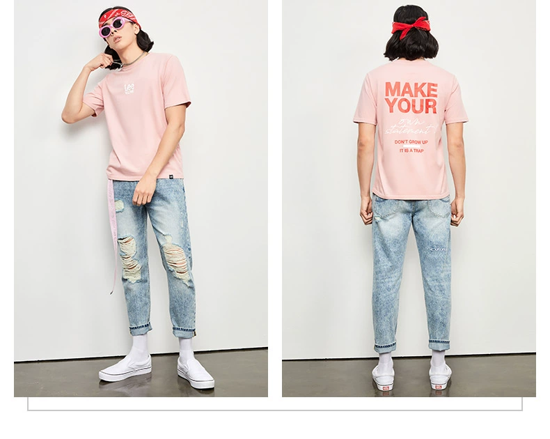 Lee nam 2018 mùa xuân và mùa hè mới X-LINE đỏ ngắn tay T-Shirt L319152LQ8MA