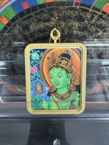 Regong hand-painted Thangka green Tara pendant