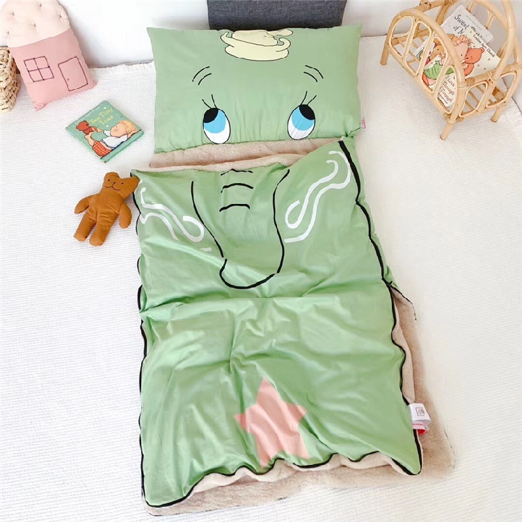 ins Winter baby children's sleeping bag thickened warm rabbit plush sleeping bag removable and washable cotton children's anti-kick quilt