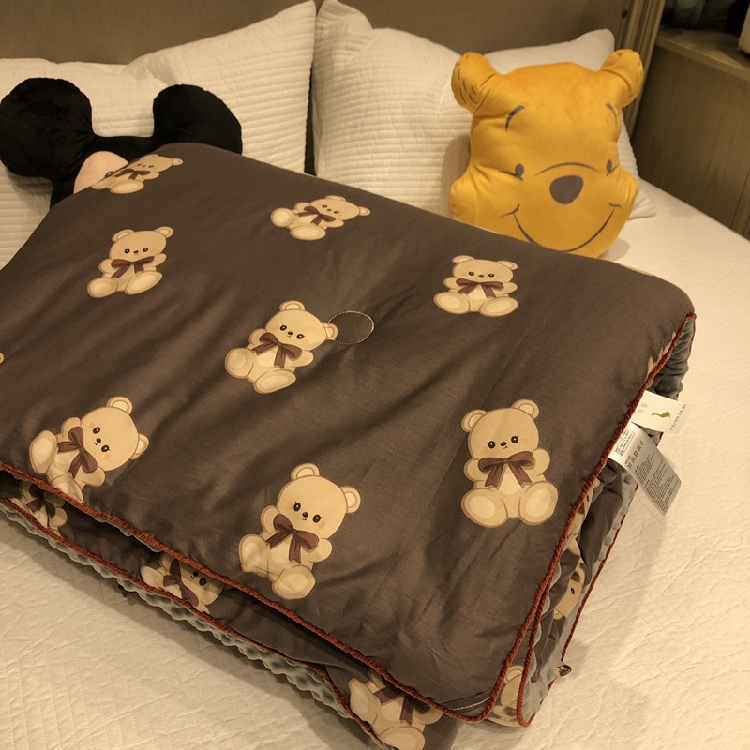ins foreign trade cartoon bean suede quilted with full cotton thickened warm double spring autumn quilt 3D appeasement bean cover blanket 2 m