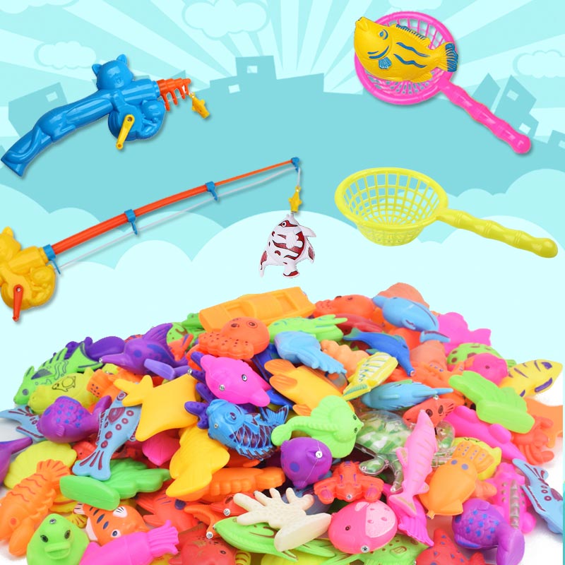 Children's Magnetic Fishing Toy Set 2-3 Years Old Kindergarten Kids Puzzle Fishing Game Plastic Fish Magnet Fish