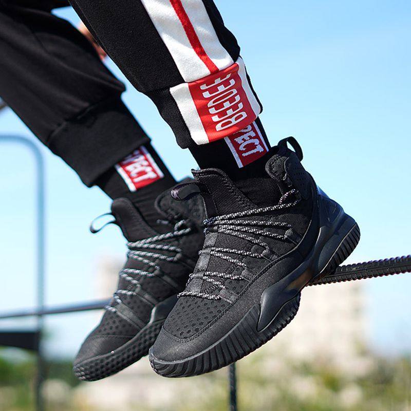 Peak 2020 new men's shoes basketball shoes sports shoes male students high-top wear-resistant concrete winter breathable black