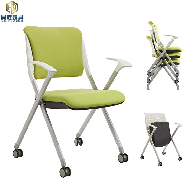 Smart classroom flip chair folding training chair with deskboard office chair with wheelreading chair mobile meeting chair