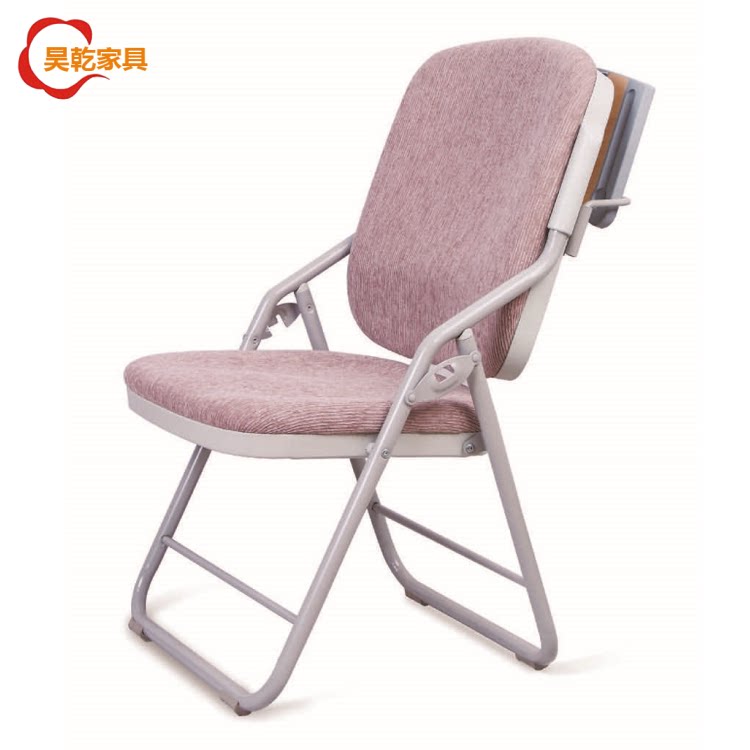 Upscale high back leather folding chair floor audience chair free of installation training chair backrest rear writing tablet ecclesiastical chair