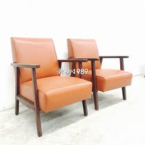 Shanghai old objects antique furniture old Shanghai single sofa old steel pipe armrest sofa chair yellow sofa