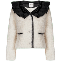 Zhuoja Weekend 2022 Winter New products sweet and pleated pleated lotus leaf side collar splicing short fur fur coat EJWCDU29