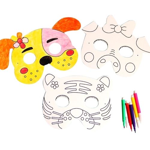 Маска, мультяшная раскраска, детский фартук для рисования для детского сада для творчества, граффити