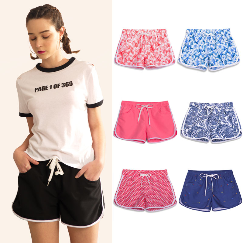 Beach pants women's shorts seaside vacation couple large size casual Boho wear loose five-point quick-drying swimming