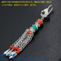 Tibetan sterling silver earrings earrings handmade inlaid simulation gemstone earrings Tibetan jewelry does not fade