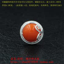 Sterling silver earrings stud earrings drop earrings tassel pendant headdress inlaid with simulation gems two-color Tibetan Tibetan style