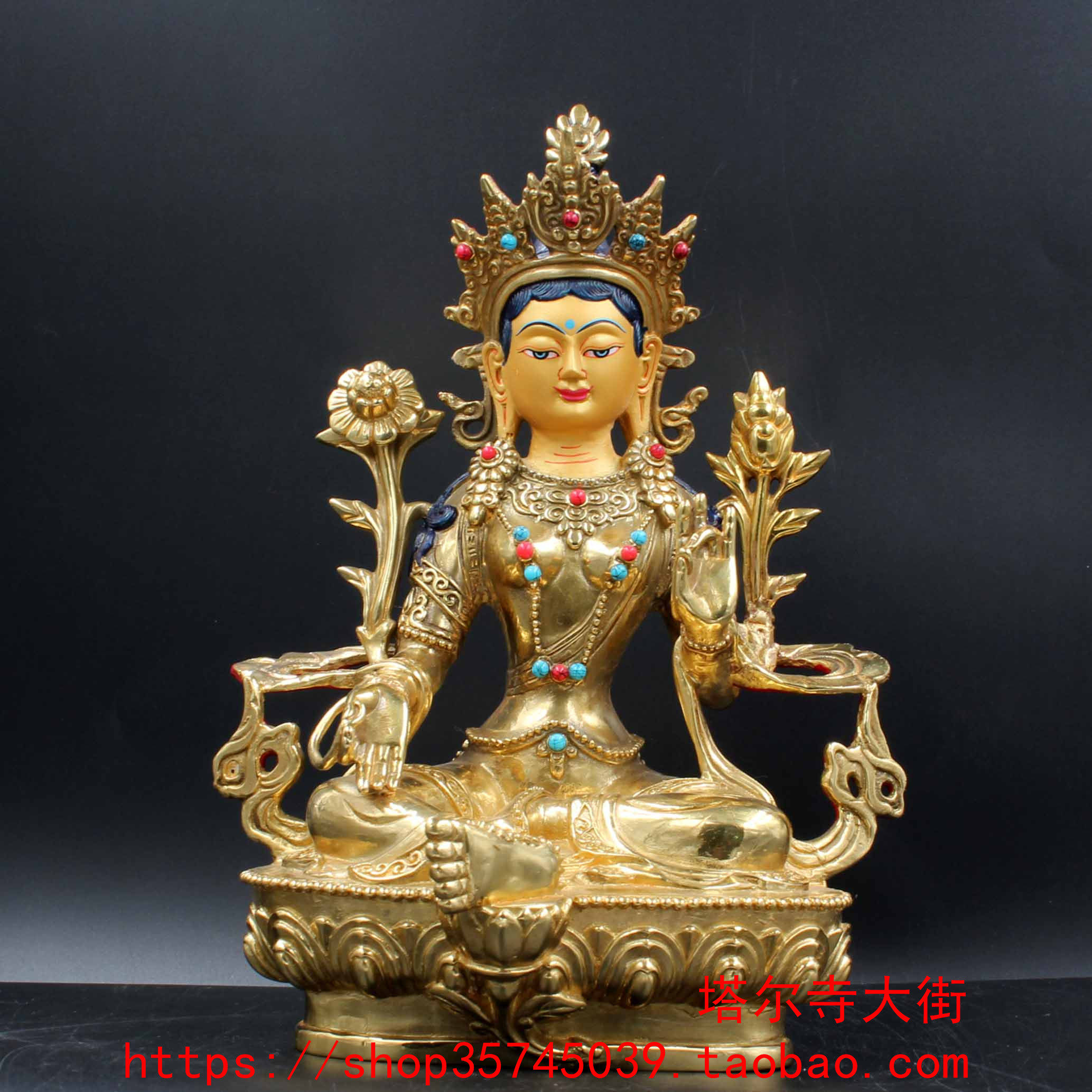 The seven-inch (21 cm) method of the size of the green and green Mother Bodhisattva of the Came is solemnly packed with mascots.