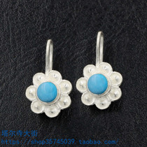 Tibetan sterling silver earrings earrings handmade inlaid imitation turquoise earrings Tibetan jewelry does not fade