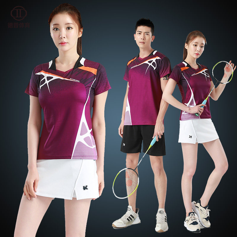 Race Pleasing Upgraded Edition Badminton Suit Women's Clothing Sportswear Men Short Sleeve Speed Dry Team Uniform Custom Printed Word Badminton Suit