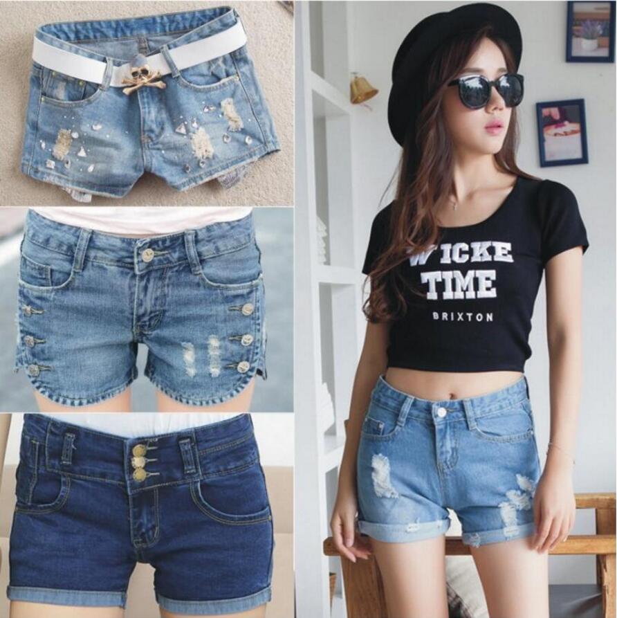 Cửa hàng vật lý gian hàng cung cấp bán buôn 2018 mùa xuân và mùa hè phụ nữ mới của denim quần short thời trang kích thước lớn nữ jeans quần jean baggy nữ