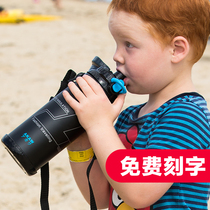 Japan AKAW childrens thermos cup mens large capacity stainless steel cup straight drink with anti-fall pupils kettle portable