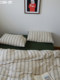 Middle style丨All cotton color woven and wash cotton four-piece set pure cotton retro striped bedding set green bedding sheet