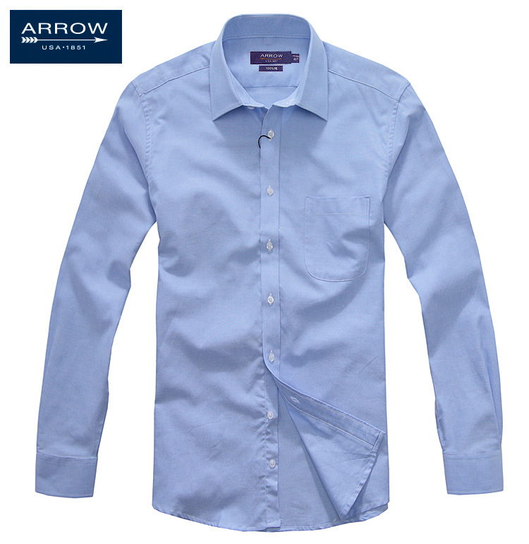 Arrow Shirt American Wrigley Shirt Pure Cotton Long-Sleeved Men's Shirt Non-Iron Shirt Solid Color Workwear
