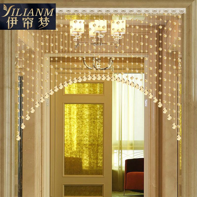 Crystal bead curtain partition curtain finished porch living room toilet feng shui door curtain bedroom hanging curtain decorative curtain