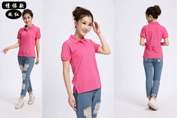 Lapel trống tay ngắn cotton POLO áo sơ mi thể thao giản dị áo đôi vài chiếc áo thun màu in logo cỡ lớn