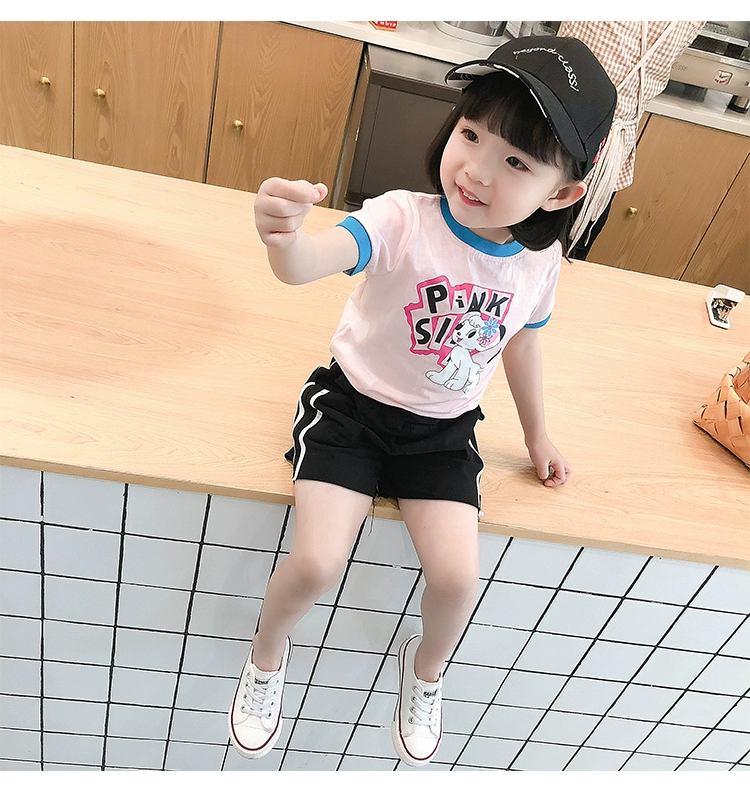 Cô gái phim hoạt hình in cotton T-Shirt 2018 mùa hè trẻ em mới của quần áo trẻ em Hàn Quốc ngắn tay bé t-shirt top áo thun dài tay thu đông