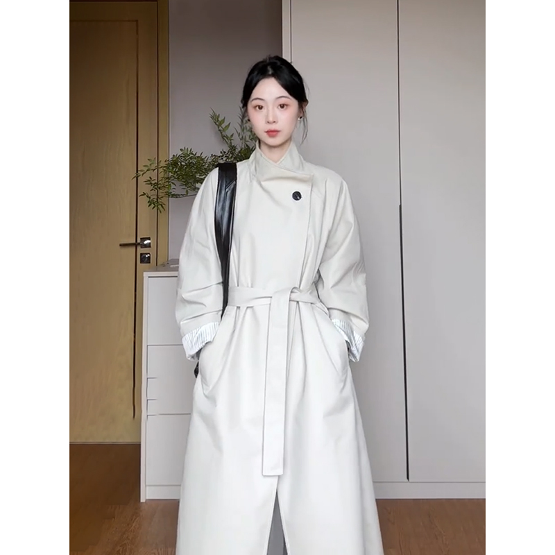 White Trench Coat for Women, 2026 Spring New Style, Very Stylish for Tall People, Trendy and Popular Korean Version, Long Style