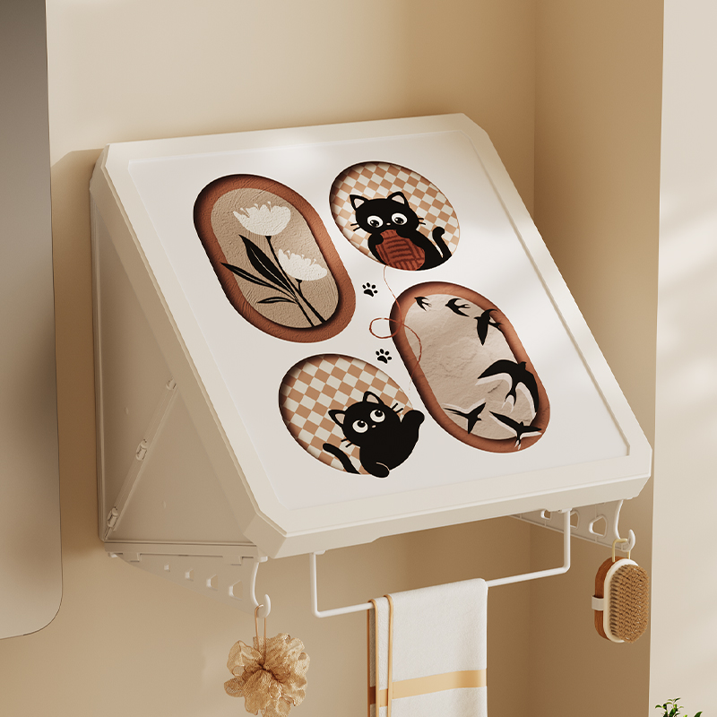 シャワーを浴びたり、清潔な衣服を入れたりするためのバスルームの壁画収納ボックス、折りたたみ式壁掛け防水ラックバスルームキャビネット