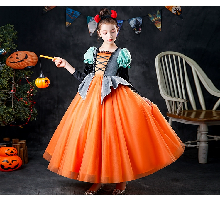 Bé Gái Trang Phục Hóa Trang Halloween Bí Ngô Đầm Công Chúa Trẻ Em Cosplay Phù Thủy Hứa Cô Gái Thể Hiện Đảng