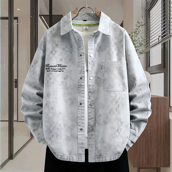 Tie-dye embroidered denim jacket for men, high-end handsome long-sleeved shirt, spring and autumn junior high school student jacket