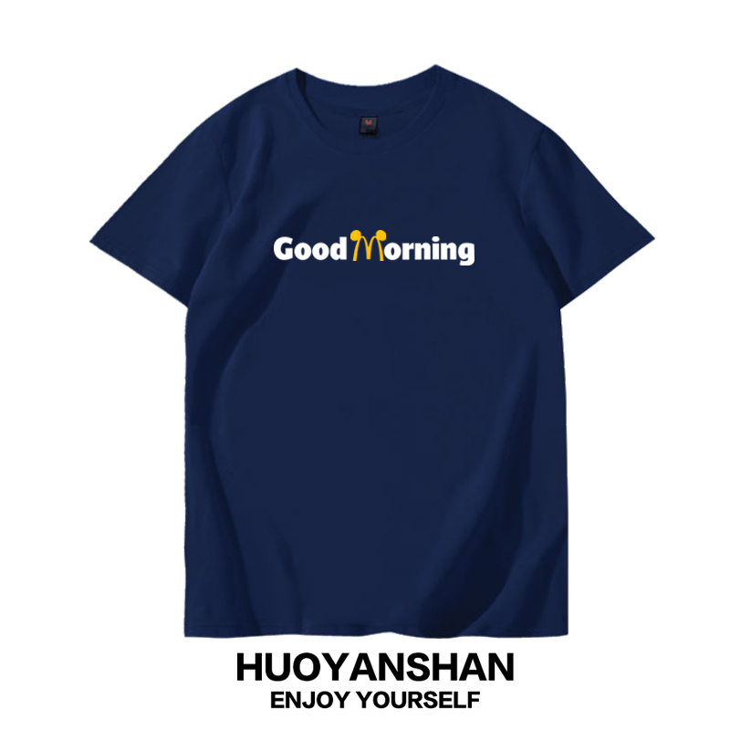 Maimen Good Morning T-Shirt Unisex Mickey Mouse Short Sleeve Couple Outfit Pure Cotton Loose Casual Half Sleeve Trendy Maimen Good Morning T-Shirt Unisex Mickey Mouse Short Sleeve Couple Outfit Pure Cotton Loose Casual Half Sleeve Trendy