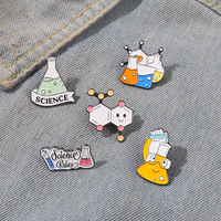 Scientist Scholars' Badge Creative Cartoon Experimental Burn Moleted Moleted Metal Style Fashion Clothing Bag Accessories