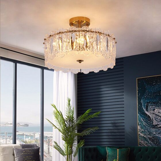 Modern Simple and Luxurious Crystal Ceiling Lamp Led Round Bedroom Dining Room Living Room Study European Style Lighting Fixtures